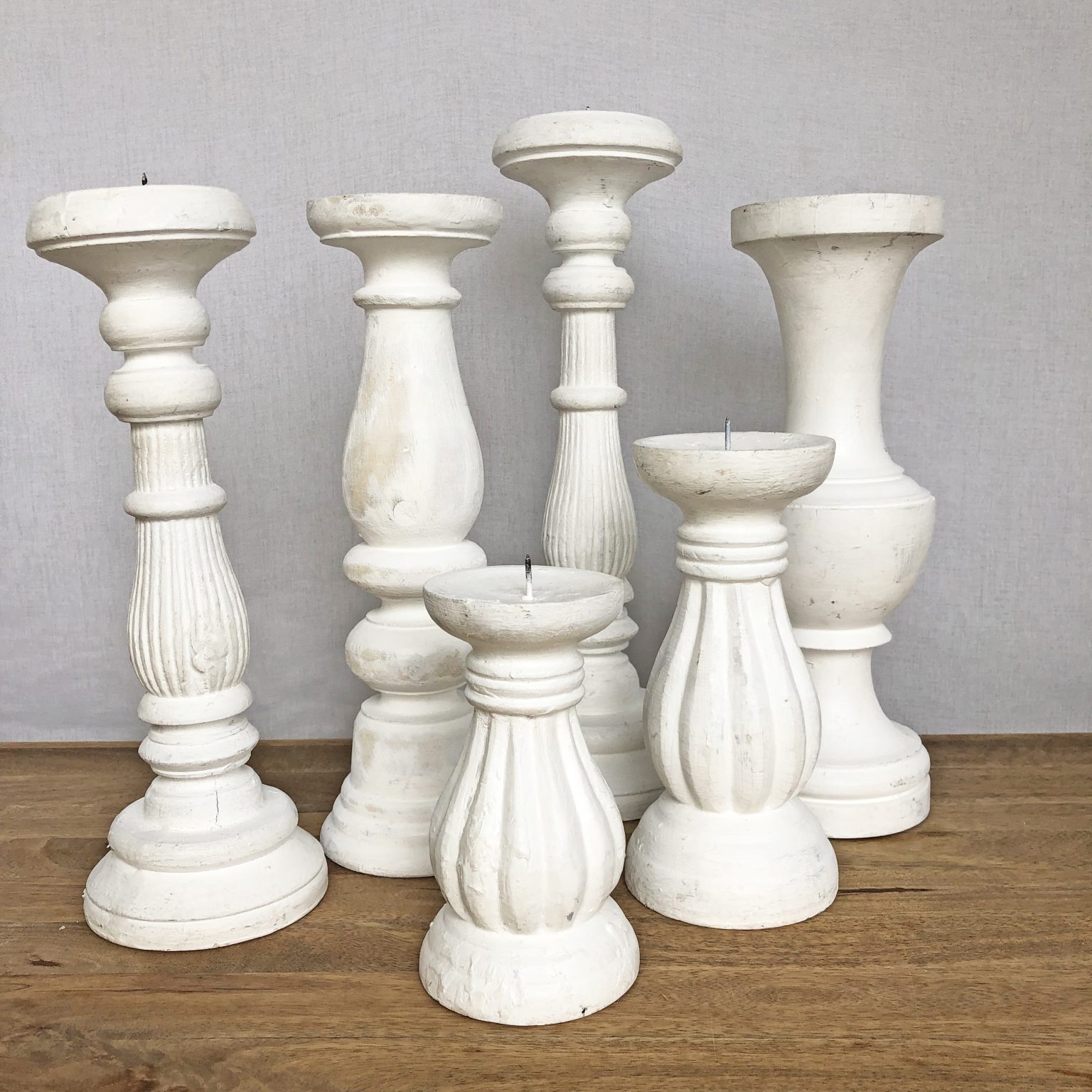 ASSORTED WHITE TIMBER CANDLE HOLDERS BeDesigned