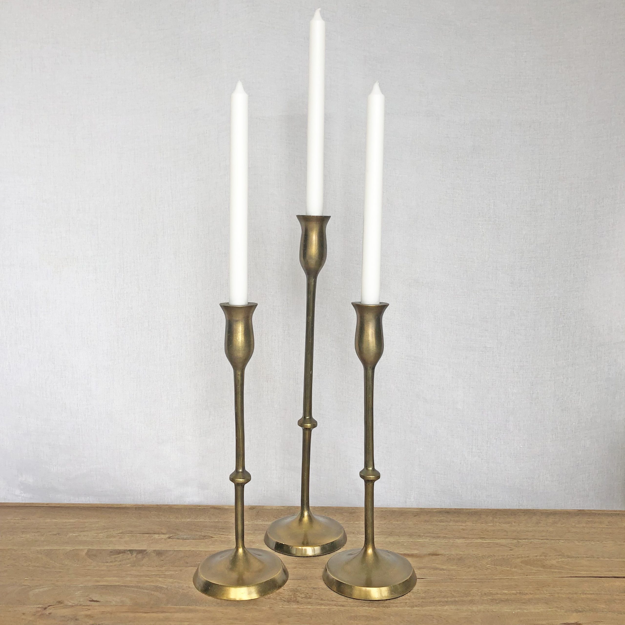 CALI BRASS CANDLE STICK HOLDERS – MEDIUM & SMALL – Be-Designed